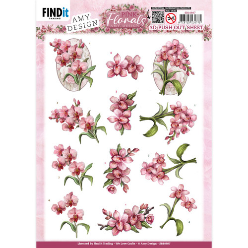 Pink Florals Die-Cut Orchids